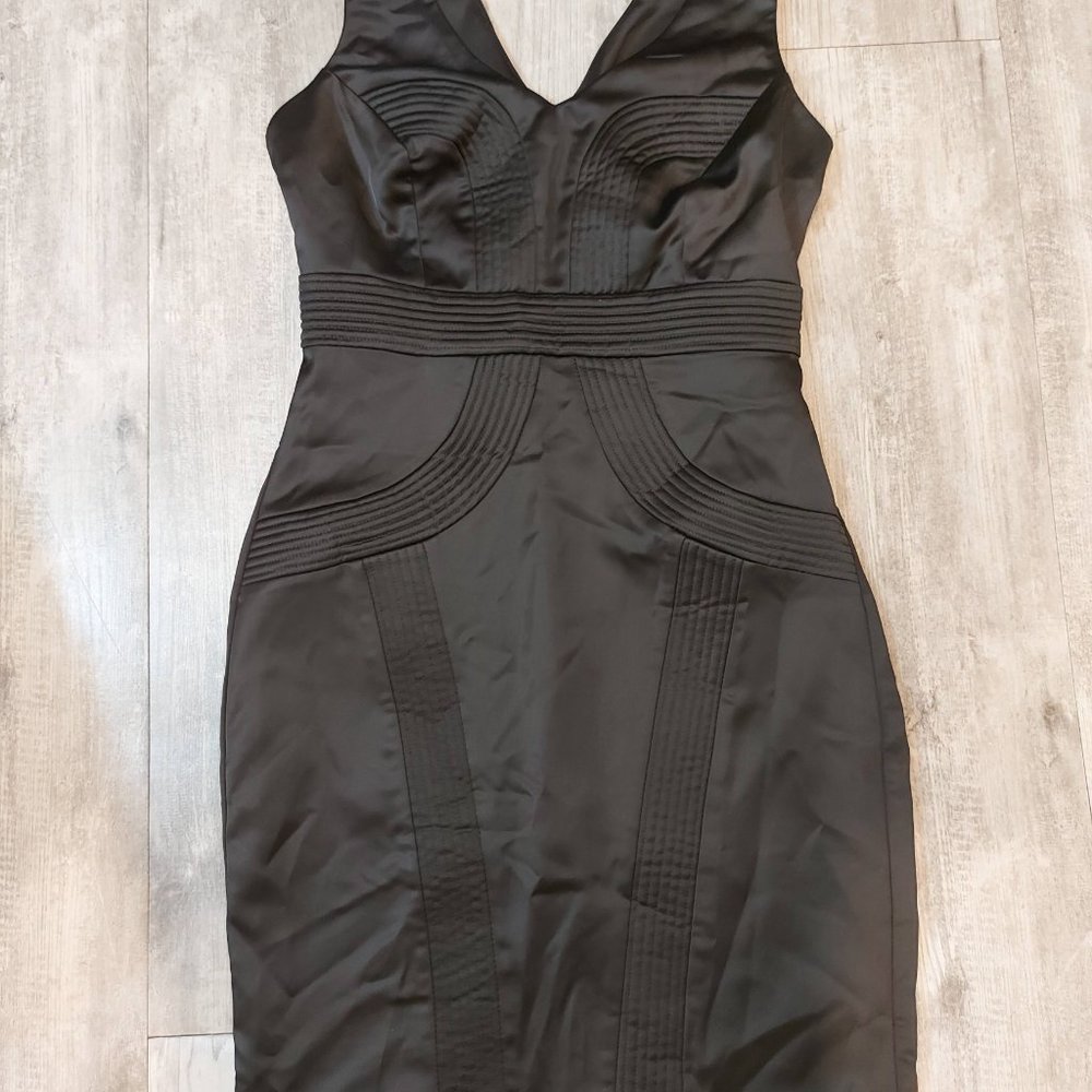 Suzy Shier Bustier Black Satin Dress Size XS